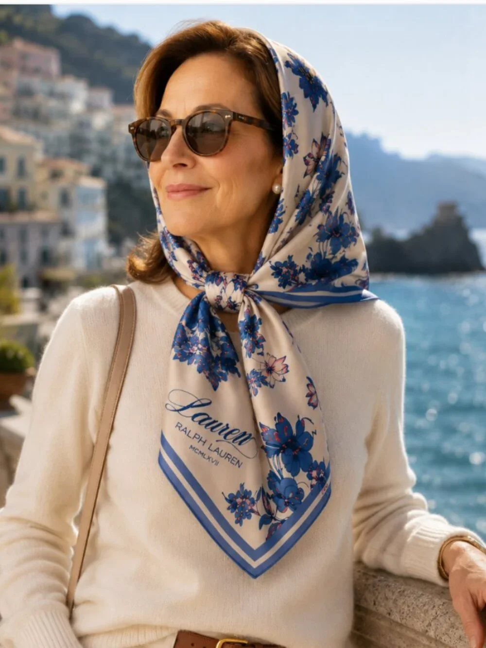 Lauren Ralph Lauren Floral Square Scarf (Cream)